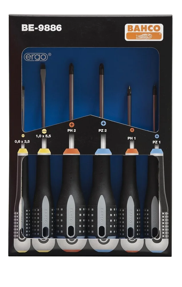 Bahco Skrutrekkersett BE-9886, 6 deler v:4167800 Bahco Skrutrekkersett BE-9886, 6 deler v:4167800