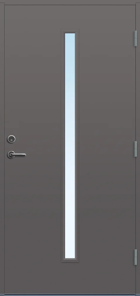 Ytterdør Hovdeby kompakt 100x200 cm frostet glass grå høyre v:4785671