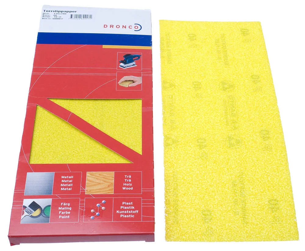 Dronco Tørrslipeplate, 115×280 mm, 10-pak v:6851446 Dronco Tørrslipeplate, 115×280 mm, 10-pak v:6851446