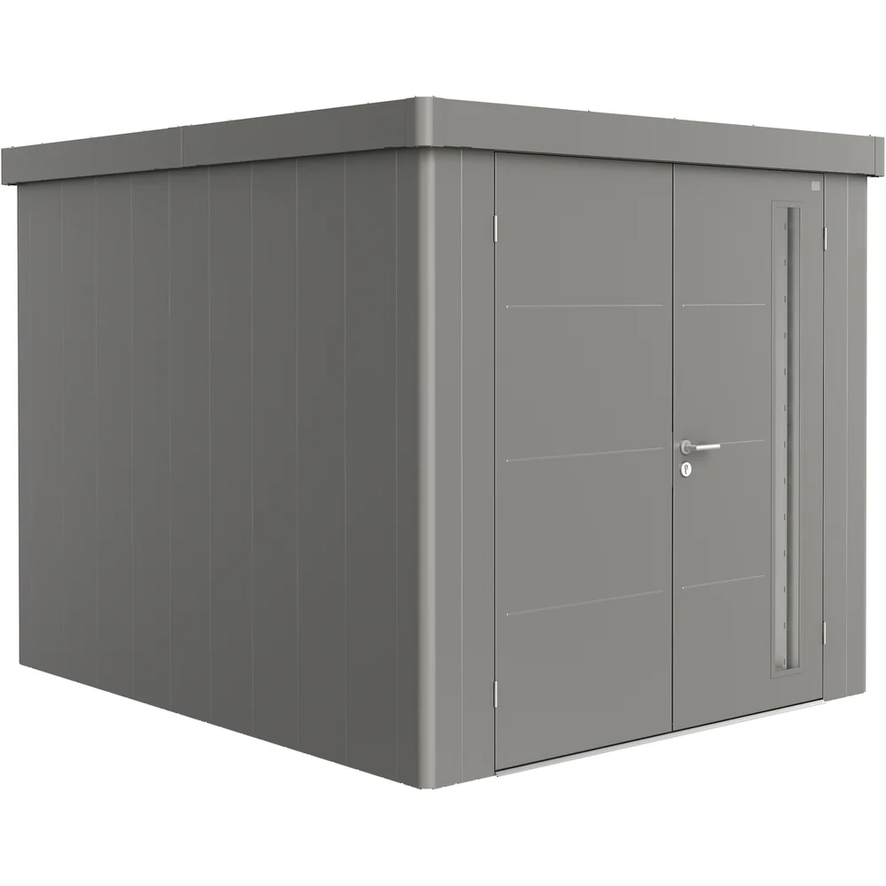 BIOHORT REDSKAPSBOD NEO 3B DOBBELDØR KVARTSGRÅ METALLIC v:5765501