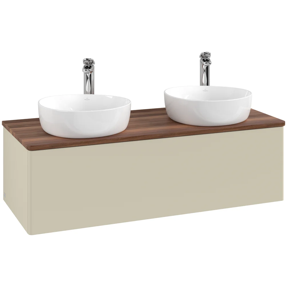 V&B ANTAO SERVANTSKAP 1 SKUFF GLATT 1200X360X500 FOR 2 SERV. M/KRANHULL SILKEGRÅ/VALNØTT v:7903807