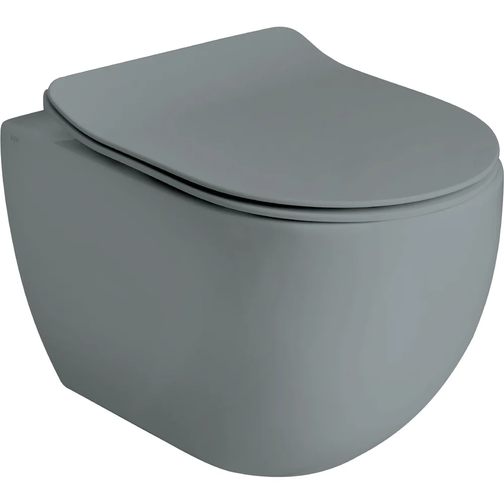 LAVABO GLOMP MINI RIMLESS VEGGHENGT TOALETT M/SOFTCLOSE TOALETTSETE MATT GRÅ v:7425582