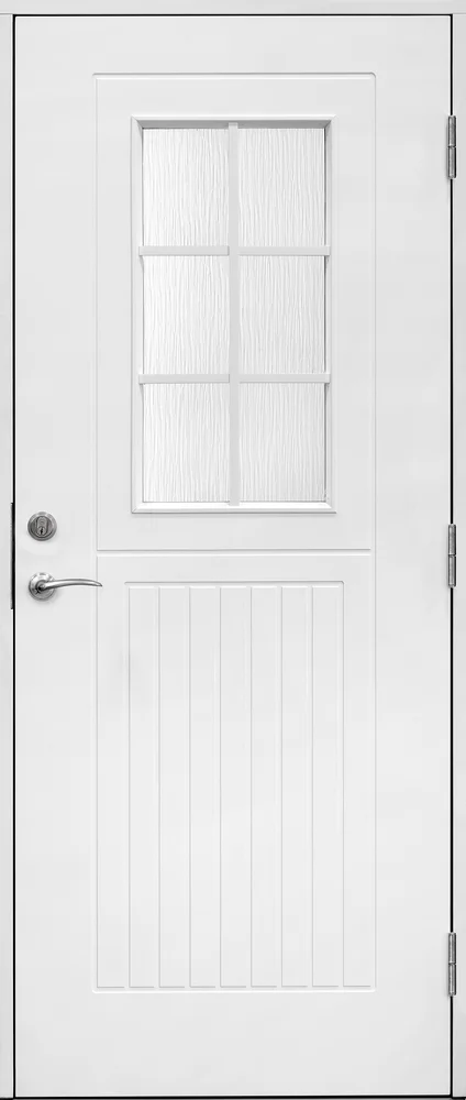 Ytterdør Saga 90×210 cm med glass hvit høyre v:6173960 Ytterdør Saga 90×210 cm med glass hvit høyre v:6173960