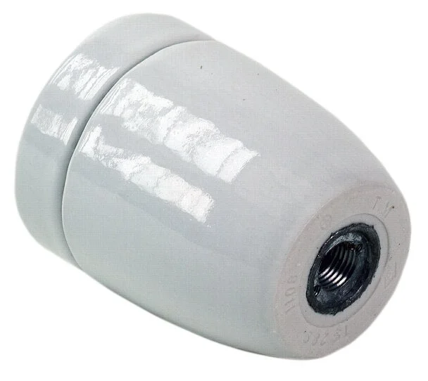 Gelia Lampeholder E27, glatt, porselen, M10x1 med jordskrue v:5870026