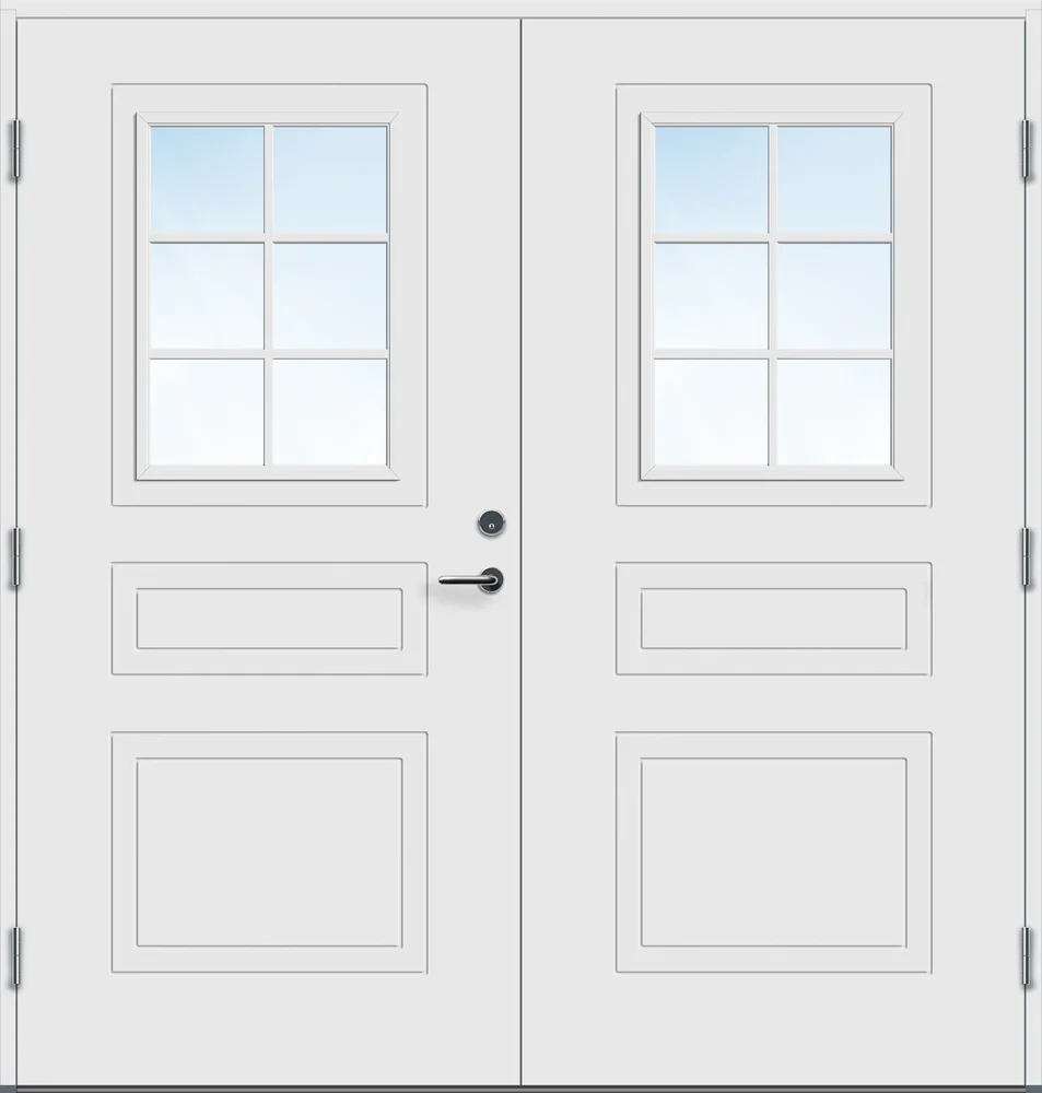 Ytterdør tofløyet Stryn med glass hvit venstre 130×210 cm v:1359887 Ytterdør tofløyet Stryn med glass hvit venstre 130×210 cm v:1359887