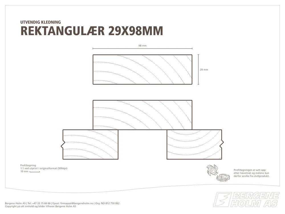 Rektangulær kledning 29×98 mm ubehandlet gran v:8824781 Rektangulær kledning 29×98 mm ubehandlet gran v:8824781
