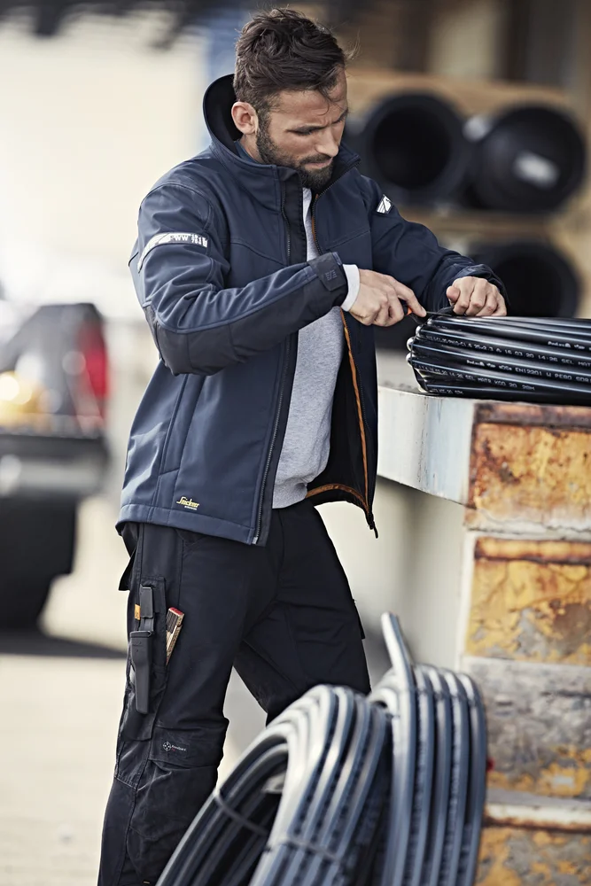 Jakke 1200 Softshell mørkeblå str M Snickers Allroundwork v:9005492