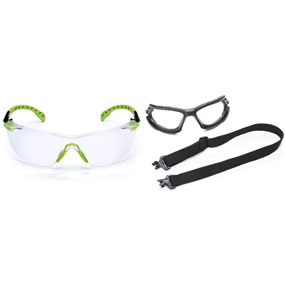 Skyddsglasögon Solus 1000, goggles med skumtätning & rem, klar lins med reptålig anti-fog-beläggning, grön/svart båge, S1201SGAFKT-EU v:8594551