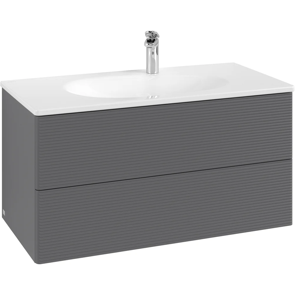 V&B ANTAO SERVANTSKAP 2 SKUFFER RILLET 988X504X496 M/LYS ANTRASITT v:3468908