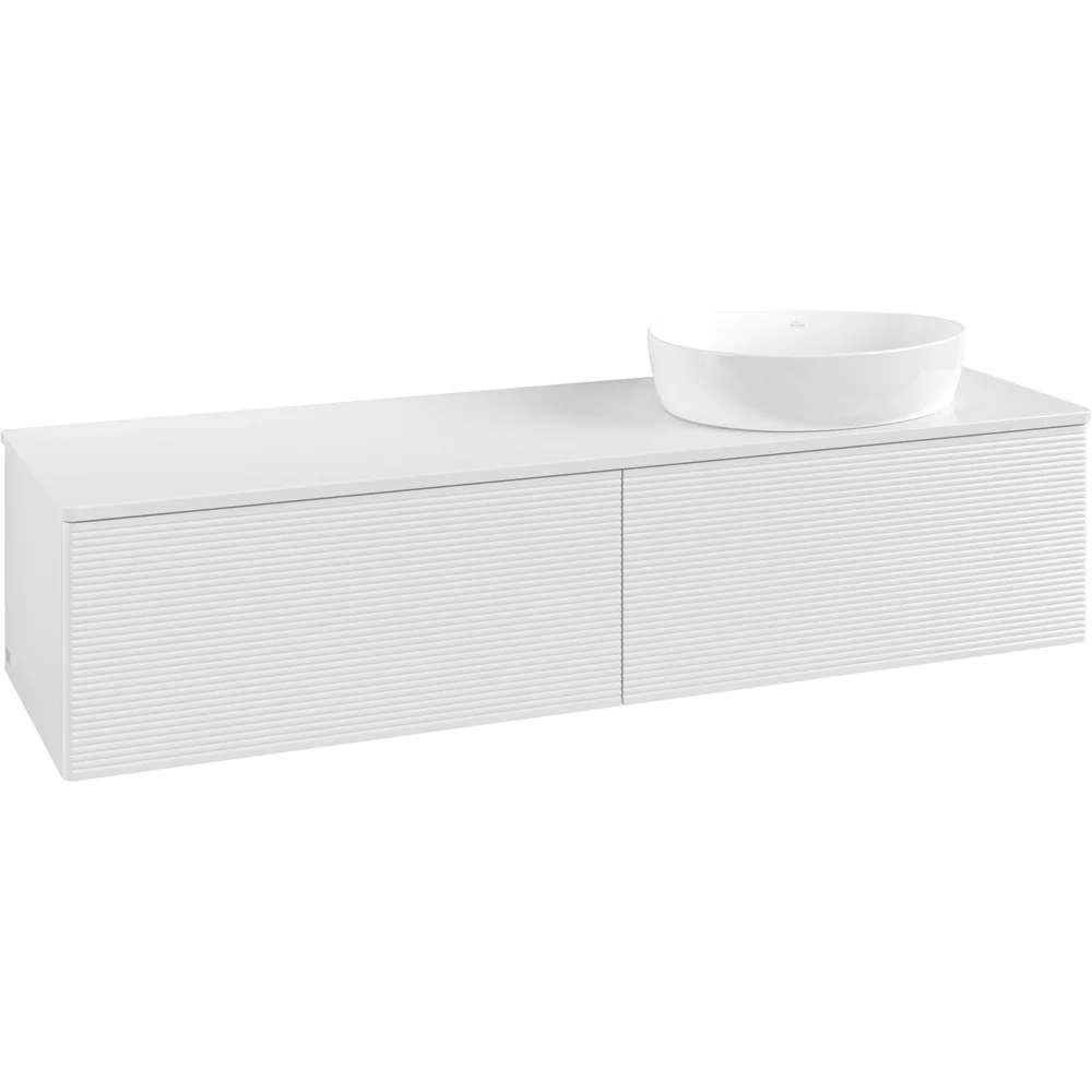V&B ANTAO SERVANTSKAP 2 SKUFFER RILLET 1600X360X500 HØYRE U/KRANHULL HVIT v:4072744