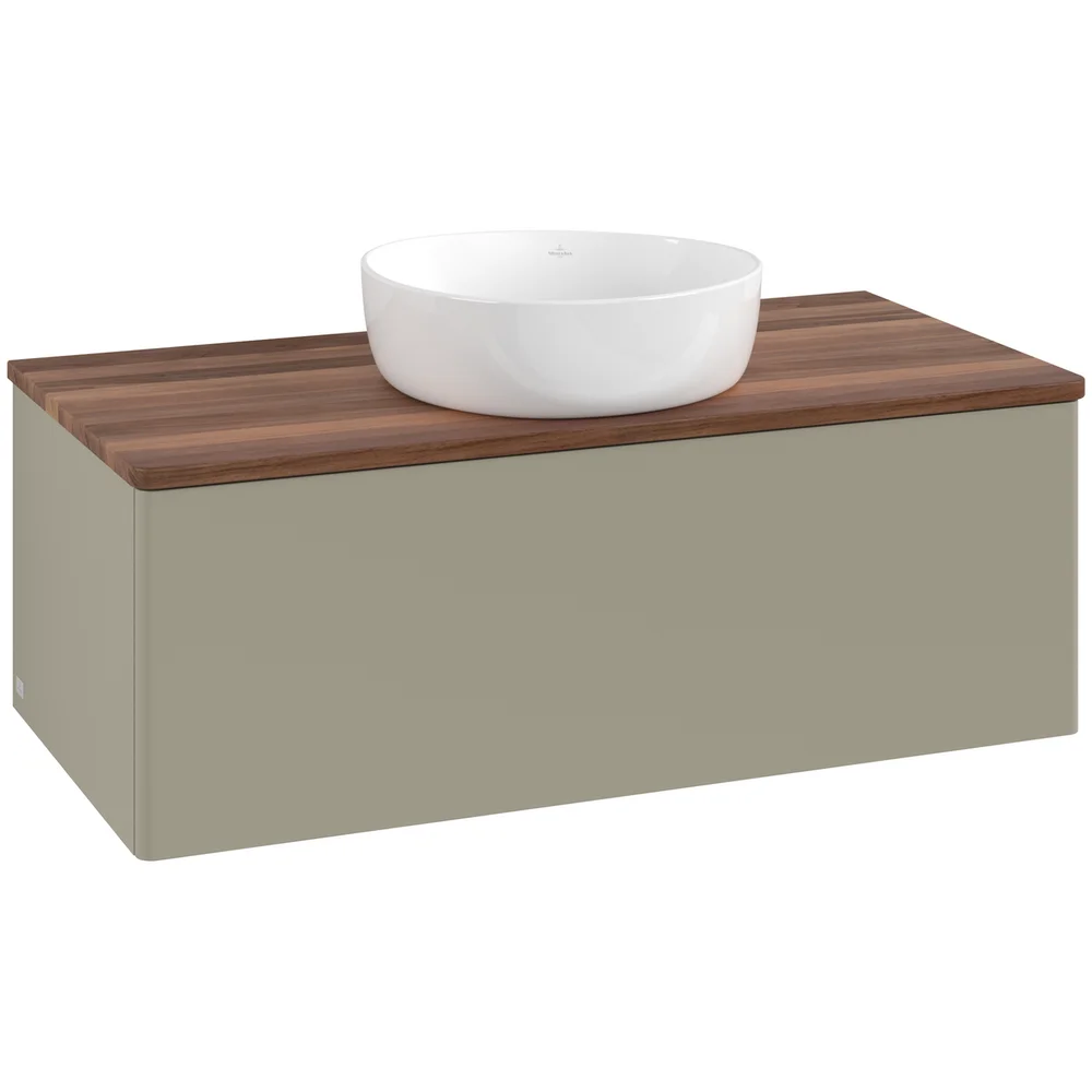 V&B ANTAO SERVANTSKAP 1 SKUFF GLATT 1000X360X500 U/KRANHULL STENGRÅ/VALNØTT v:3096566