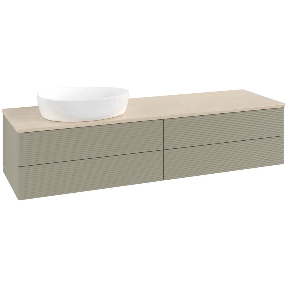 V&B ANTAO SERVANTSKAP 4 SKUFFER RILLET 1600X360X500 VENSTRE U/KRANHULL STENGRÅ/CRÉME v:6119520