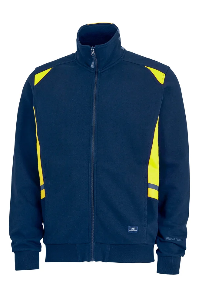 BJÖRNKLÄDER SWEATJAKKE CONTRAST 924-0 MED ZIP MARINE/GUL v:2462511