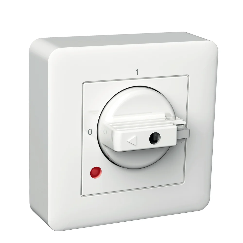 Schneider Electric Strømbryter, Exxact, vaskemaskinbryter, 3-polet, 1-0, indikatorlampe, innfelt, IP20/IP44, skrueforbindelse, hvit v:2092793