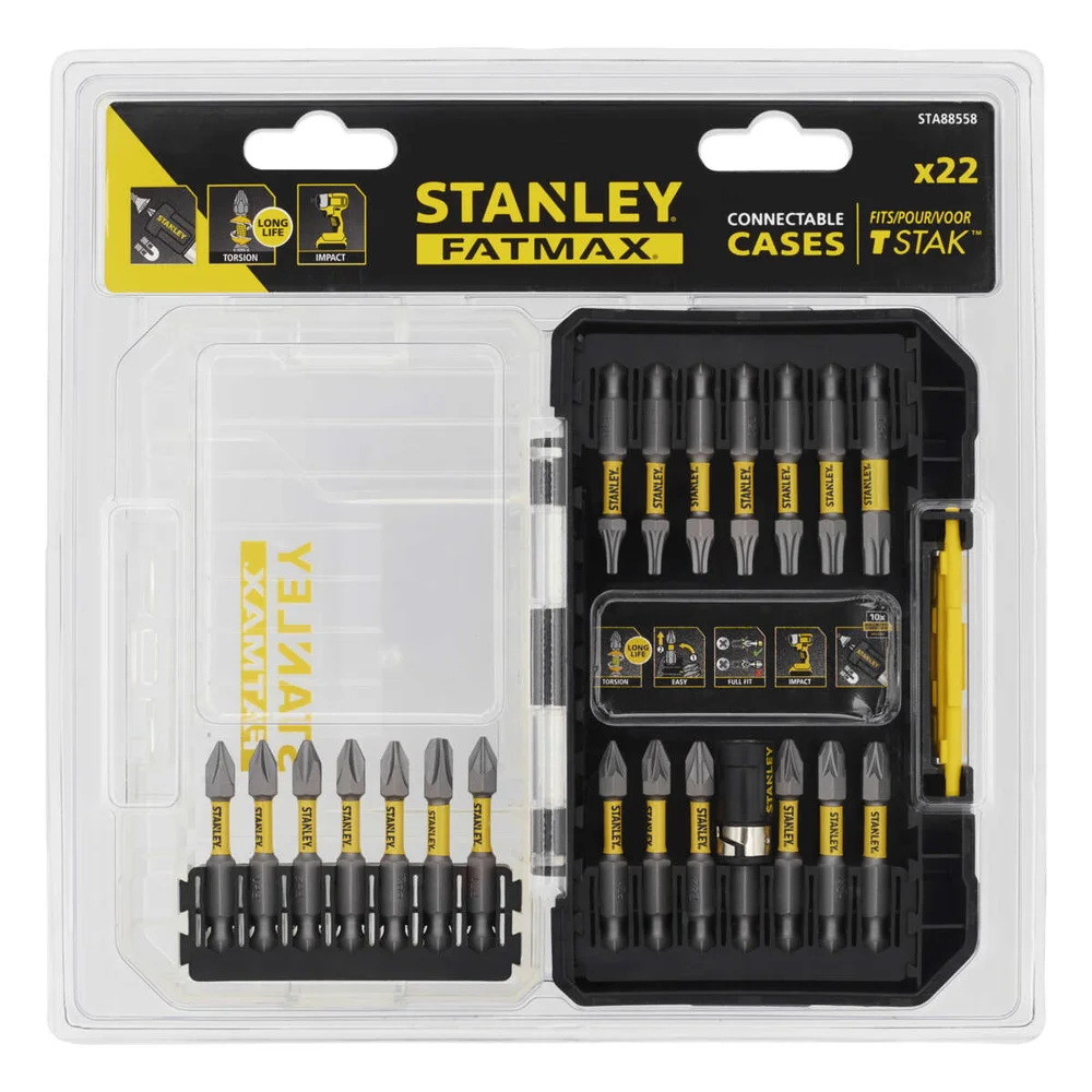Stanley STA88558-XJ Fatmax bitssett m/magnetisk bitsholder 22 deler v:8589348