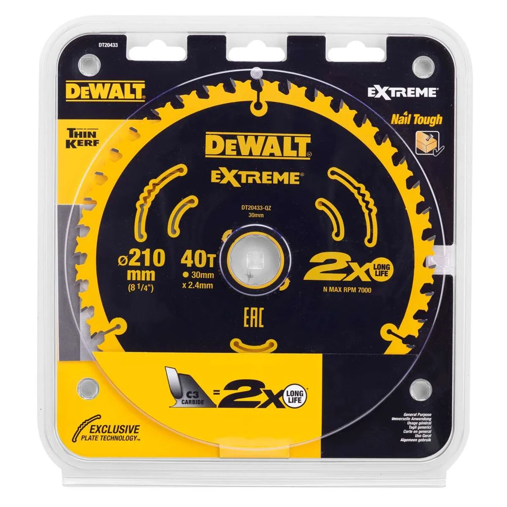 Dewalt DT20433-QZ Sirkelsagblad 210x30x2,4mm, 40Tenner v:4052045