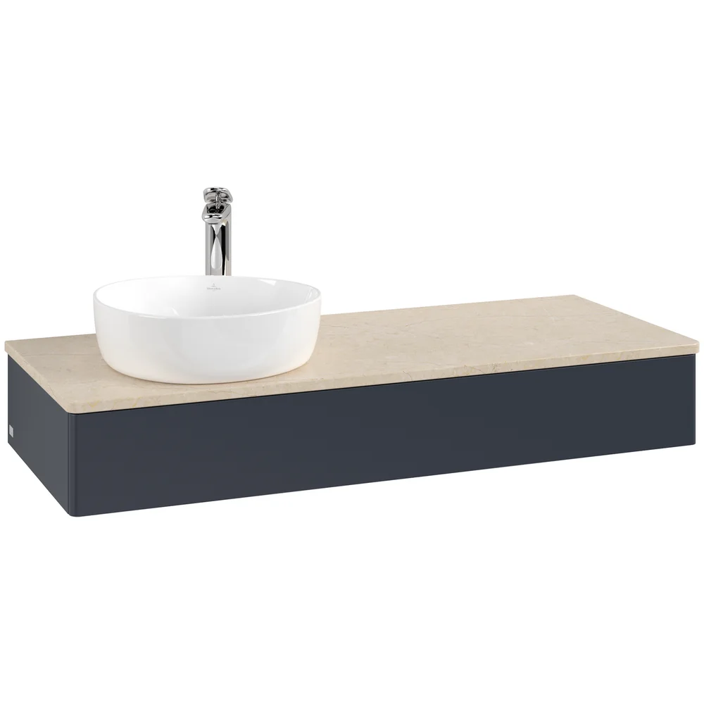 V&B ANTAO SERVANTSKAP 1 SKUFF GLATT 1200X190X500 VENSTRE M/KRANHULL BLÅ/CRÉME v:5557498 V&B ANTAO SERVANTSKAP 1 SKUFF GLATT 1200X190X500 VENSTRE M/KRANHULL BLÅ/CRÉME v:5557498