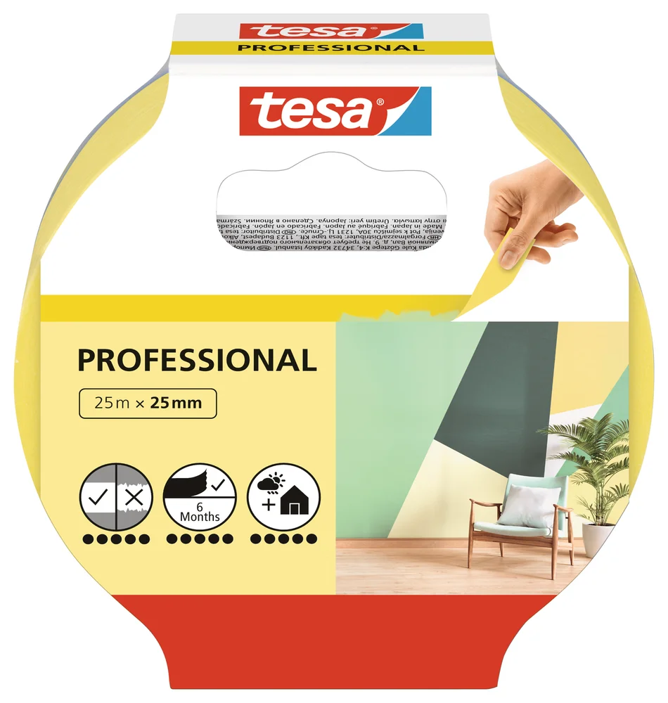 Maskeringstape Professional 25mx25mm Gul – Tesa v:1361809