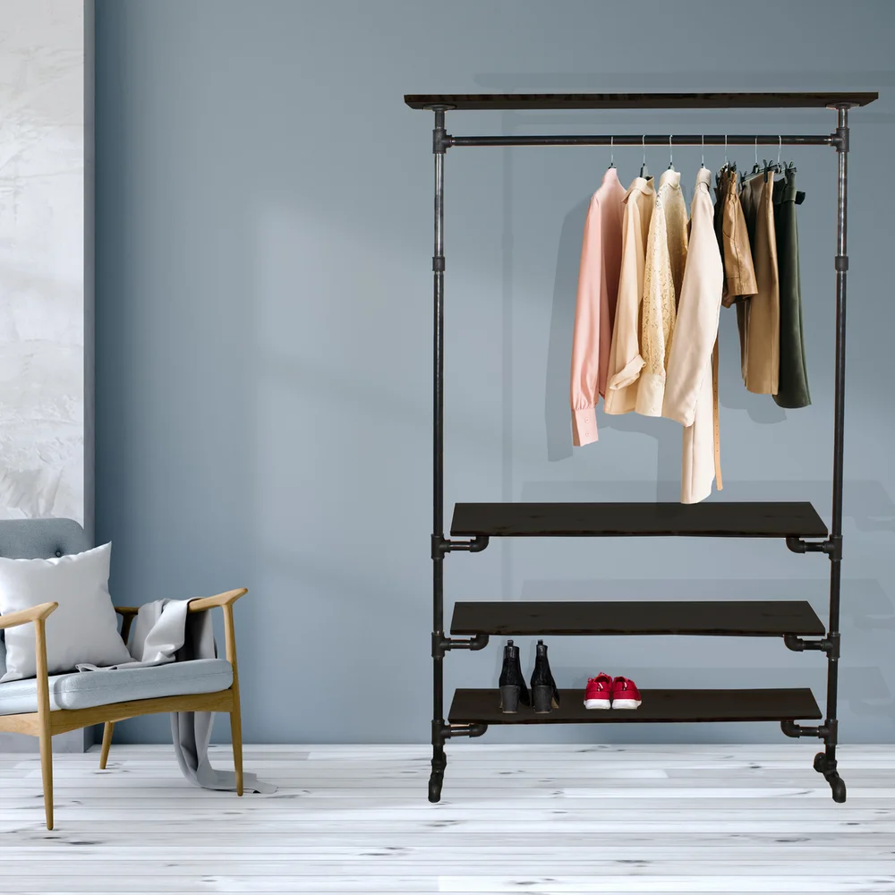 SIMPLE RACKS COPENHAGEN FRITTSTÅENDE GARDEROBE 4 HYLLER 120 CM v:9021281 SIMPLE RACKS COPENHAGEN FRITTSTÅENDE GARDEROBE 4 HYLLER 120 CM v:9021281