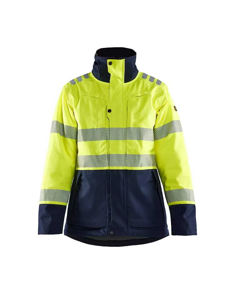 VINTERJAKKE 4917 MULTINORM DAME VARSELGUL/MARINEBLÅ v:8345112