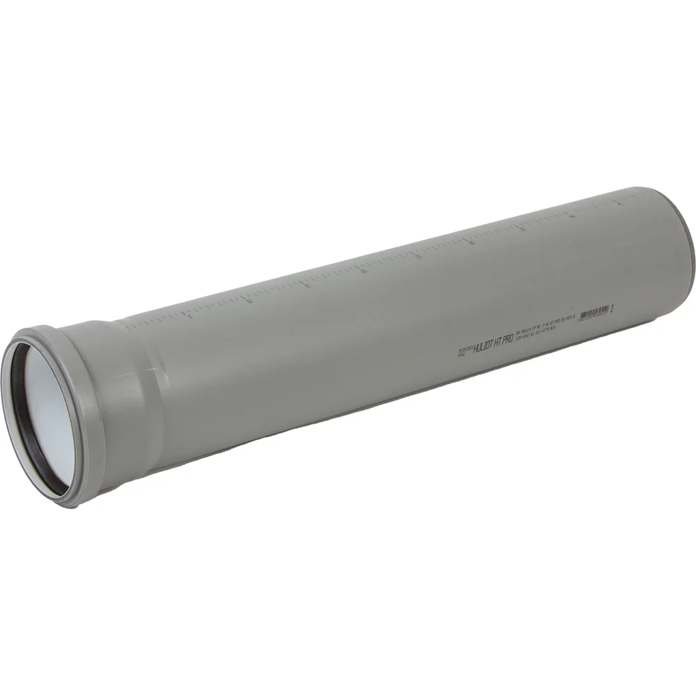 HT PRO AVLØPSRØR M/MUFFE Ø50 500 MM GRÅ v:2428173