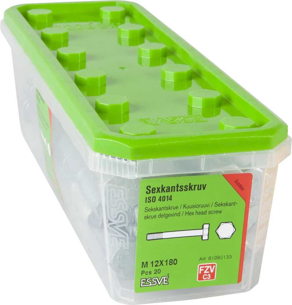 Sekskantskrue dg m12x180 fzv -20 delgjenget varmforsinket stål v:2517130 Sekskantskrue dg m12x180 fzv -20 delgjenget varmforsinket stål v:2517130
