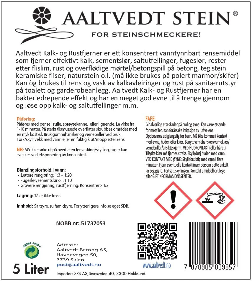 Steinrens kalk-og rustfjerner 5 liter v:2444763 Steinrens kalk-og rustfjerner 5 liter v:2444763