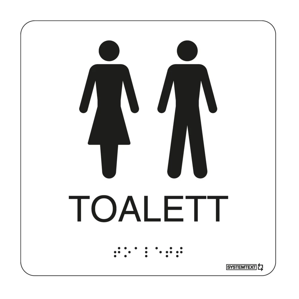 Systemtext Taktilskilt Toalett Dame/Herr, Hvit v:3703479