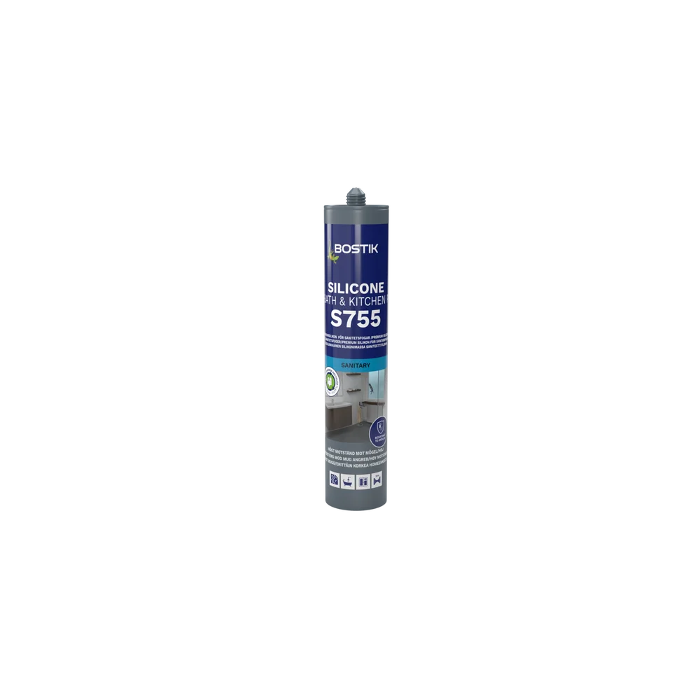 FUGEMASSE SILIKON S755 SVART 300ML v:7450599