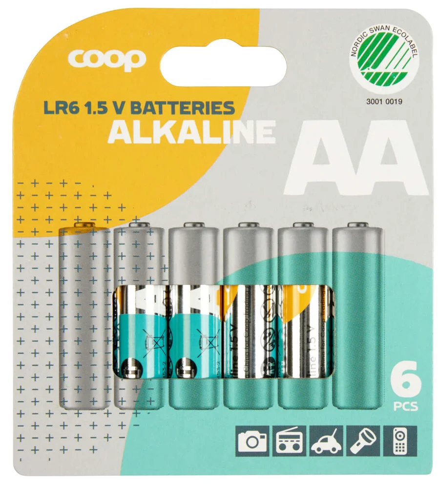 Coop AA-batterier 6pk v:8222854 Coop AA-batterier 6pk v:8222854