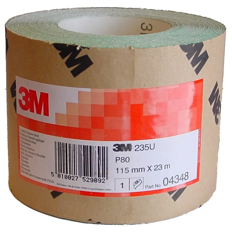 3M Slippappersrulle U235 flexibelt, grön, P80, 115 mm x 23 m v:6737005