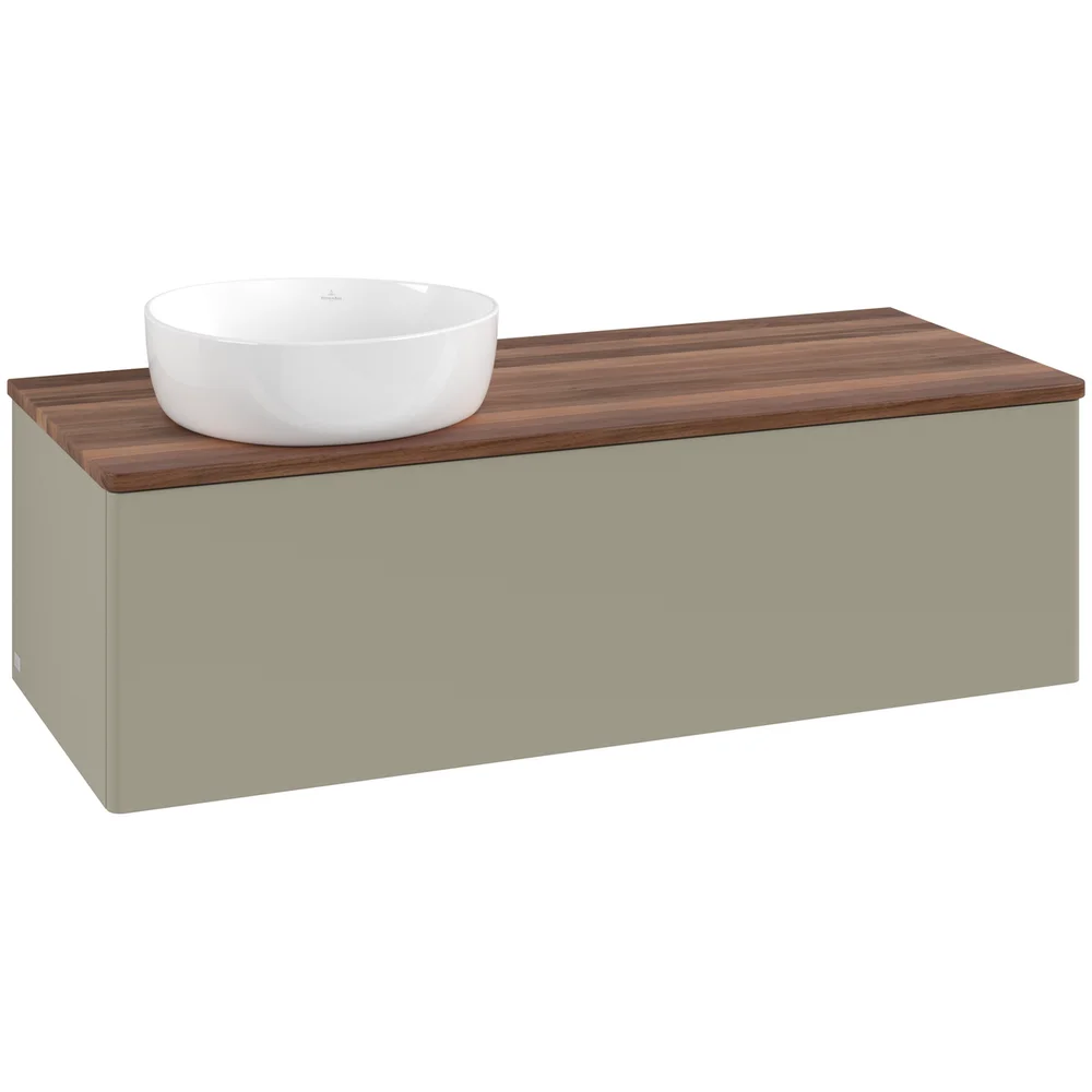 V&B ANTAO SERVANTSKAP 1 SKUFF GLATT 1200X360X500 VENSTRE U/KRANHULL STENGRÅ/VALNØTT v:1363167