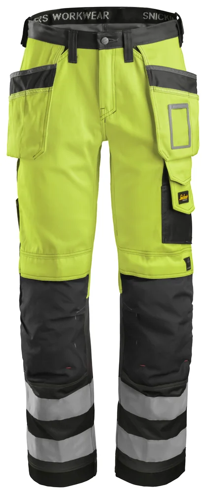 Håndverksbukse 3233 High Vis kl.2gul/sort str 158 v:6316237