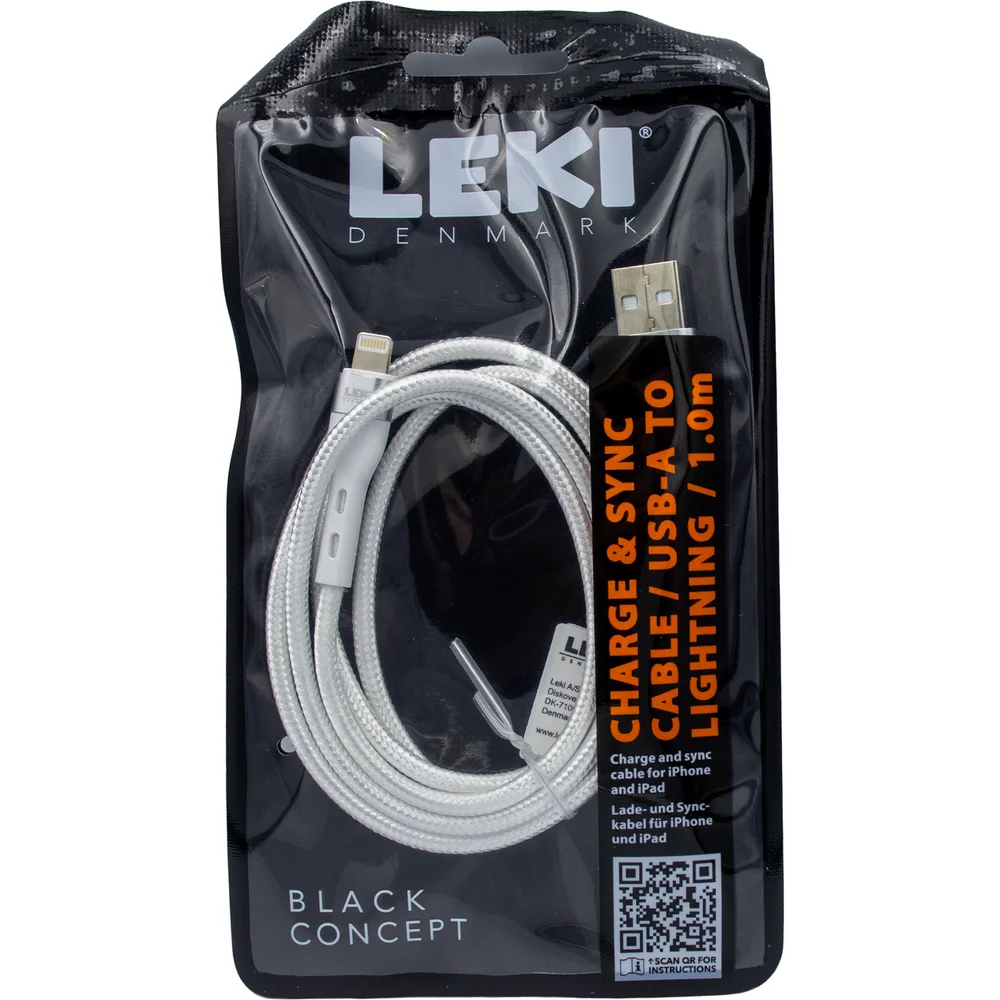 LEKI DENMARK BRAIDED WHITE CABLE USB-A TO LIGHTNING 1.0 M v:2085913 LEKI DENMARK BRAIDED WHITE CABLE USB-A TO LIGHTNING 1.0 M v:2085913