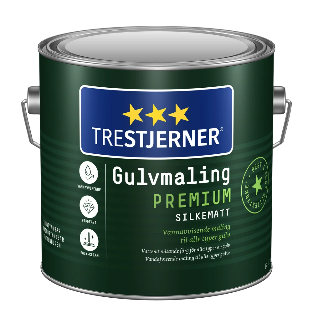 Trestjerner gulvmaling premium hvit base 2,7 liter v:2387566 Trestjerner gulvmaling premium hvit base 2,7 liter v:2387566