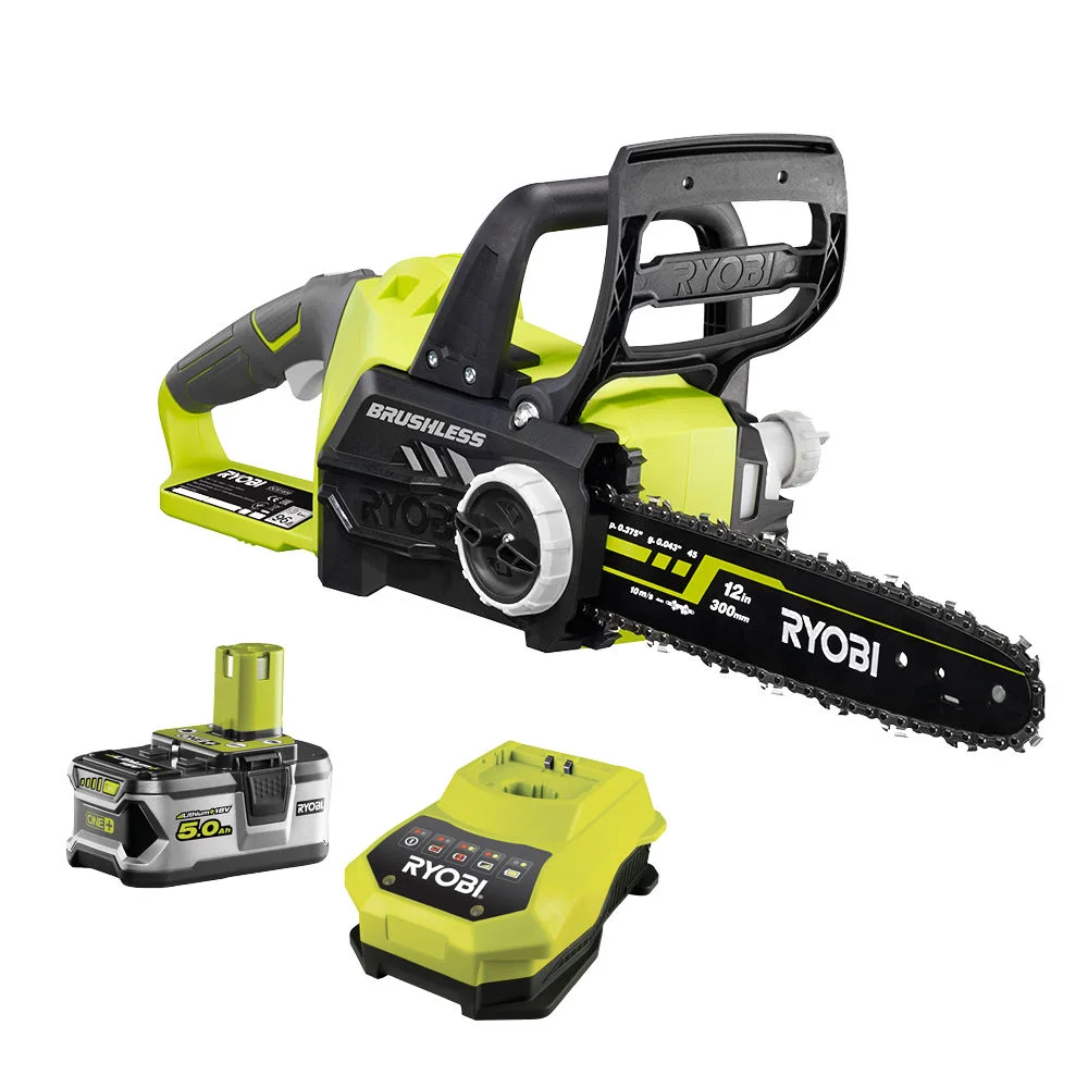 RYOBI kjedesag RCS18X3050F One+ 18V 30 cm med børsteløs motor og 5,0 Ah batteri v:5748257 RYOBI kjedesag RCS18X3050F One+ 18V 30 cm med børsteløs motor og 5,0 Ah batteri v:5748257