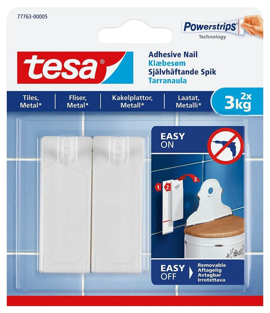 Tesa Selvklebende spiker for fliser og metall, 3 kg, 2 stk v:6103007