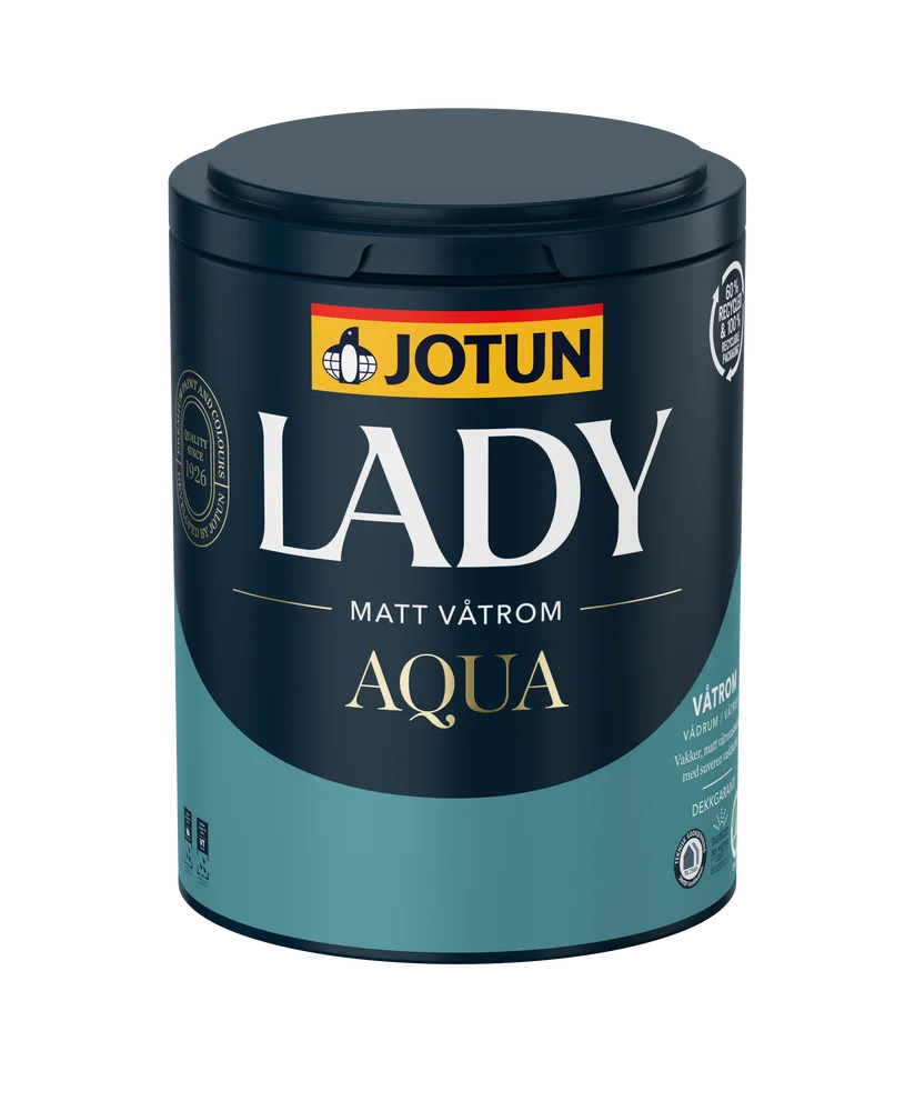 Jotun LADY Aqua matt hvit base 0,68 l – våtromsmaling v:1986177 Jotun LADY Aqua matt hvit base 0,68 l – våtromsmaling v:1986177