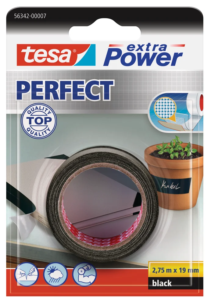 Tekstiltape Extra power Perfect 2,75mx19mm Svart – Tesa v:6864663
