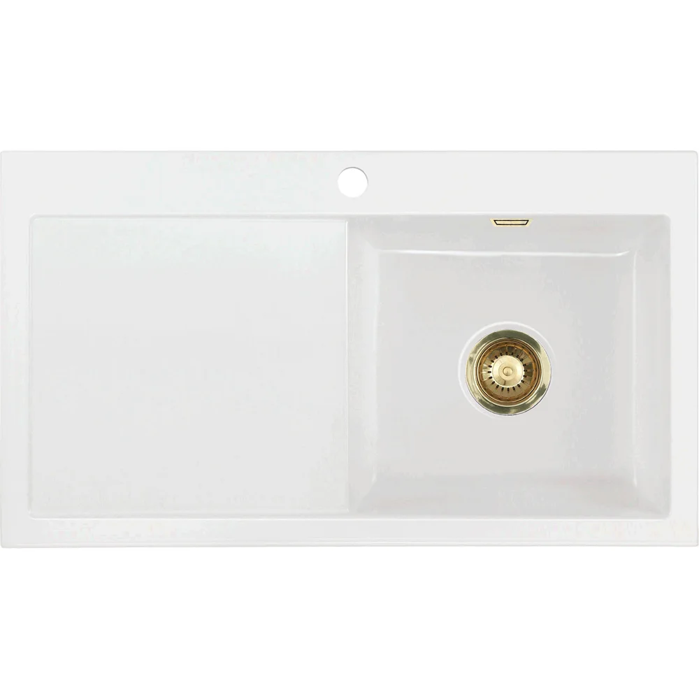 LAVABO MERA 90 KERAMIKK KJØKKENVASK HVIT M/MESSING BUNNVENTIL v:4879396