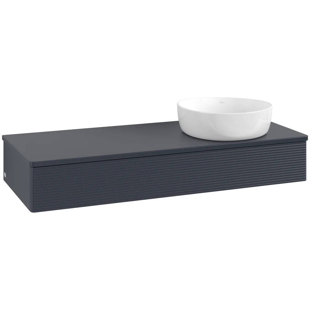 V&B ANTAO SERVANTSKAP 1 SKUFF RILLET 1200X190X500 HØYRE U/KRANHULL BLÅ v:7331009