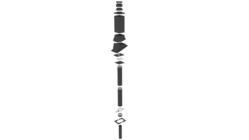 Stålpipe firkant for torv/shingel/papp Ø150 3,5 meter v:9583088