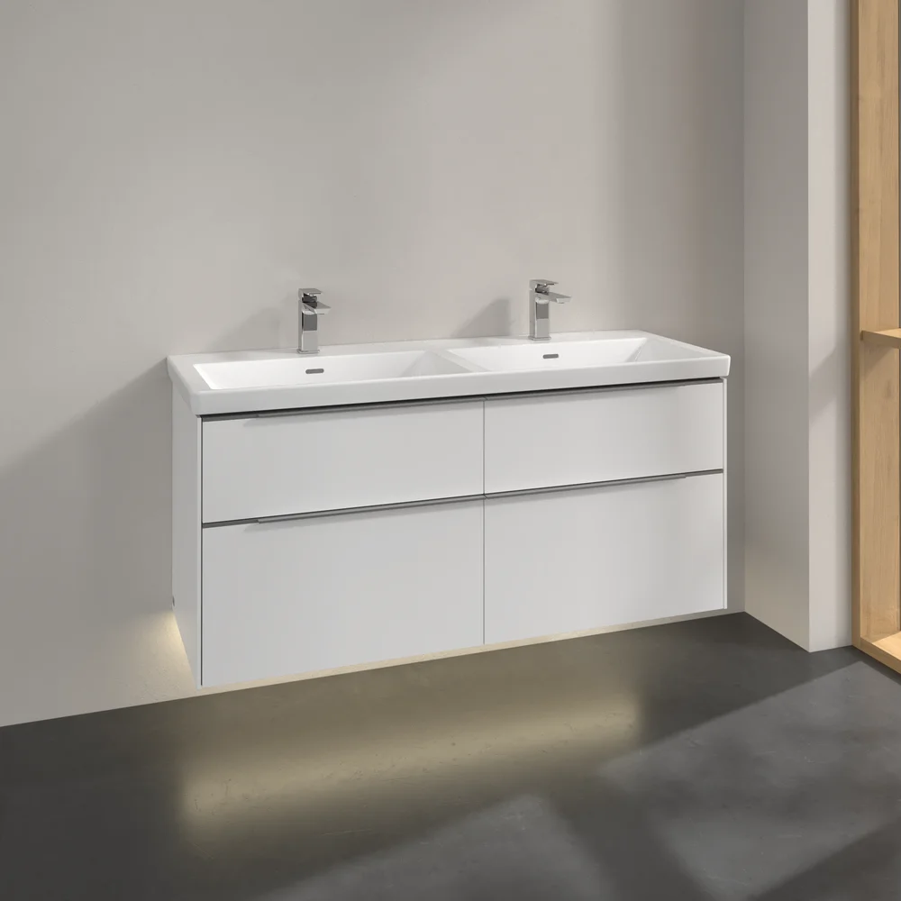 V&B SUBWAY 3.0 SERVANTSKAP 127X57 F/DOBBEL SERVANT PURE WHITE M/LYS HÅNDTAK I KROM v:2920175