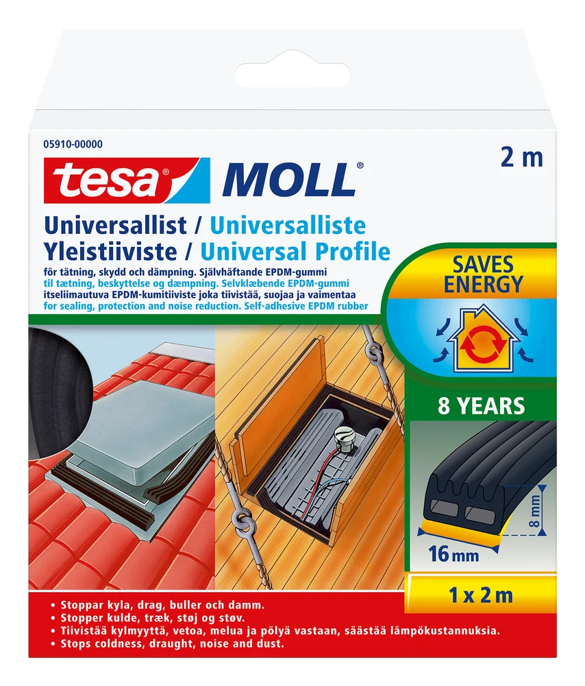 Tesa Universallist, 16×8 mm, 2 m, svart v:4668468 Tesa Universallist, 16×8 mm, 2 m, svart v:4668468