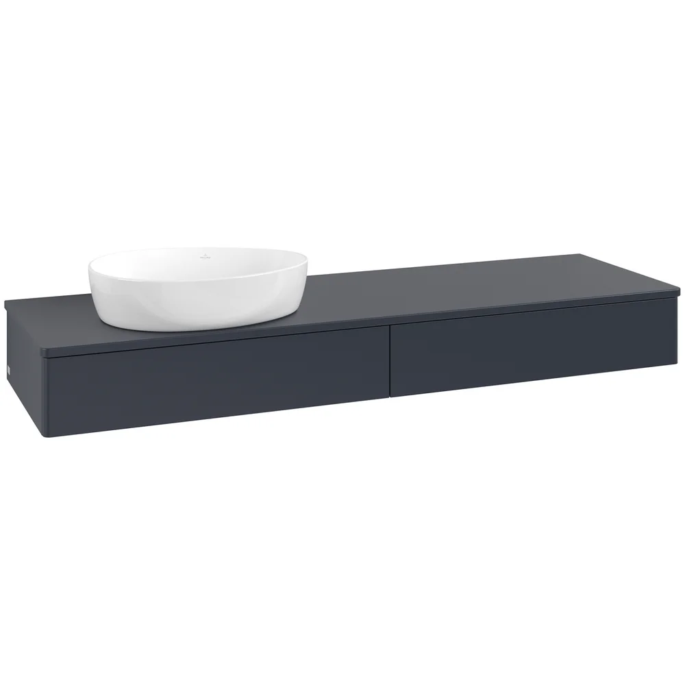 V&B ANTAO SERVANTSKAP 2 SKUFFER GLATT 1600X190X500 VENSTRE U/KRANHULL BLÅ v:2704312