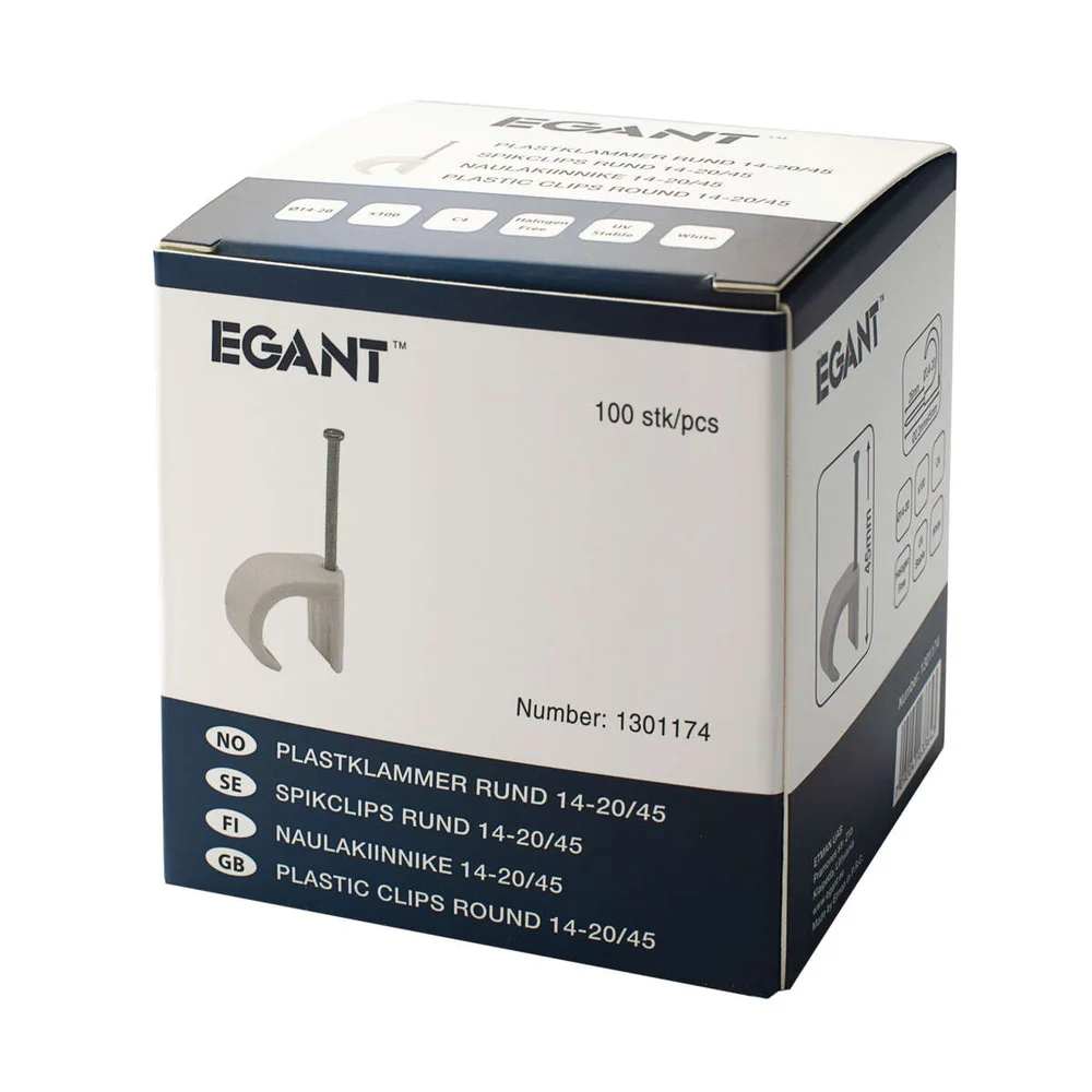 Egant Kabelklips 14-20 hvit v:8781665 Egant Kabelklips 14-20 hvit v:8781665