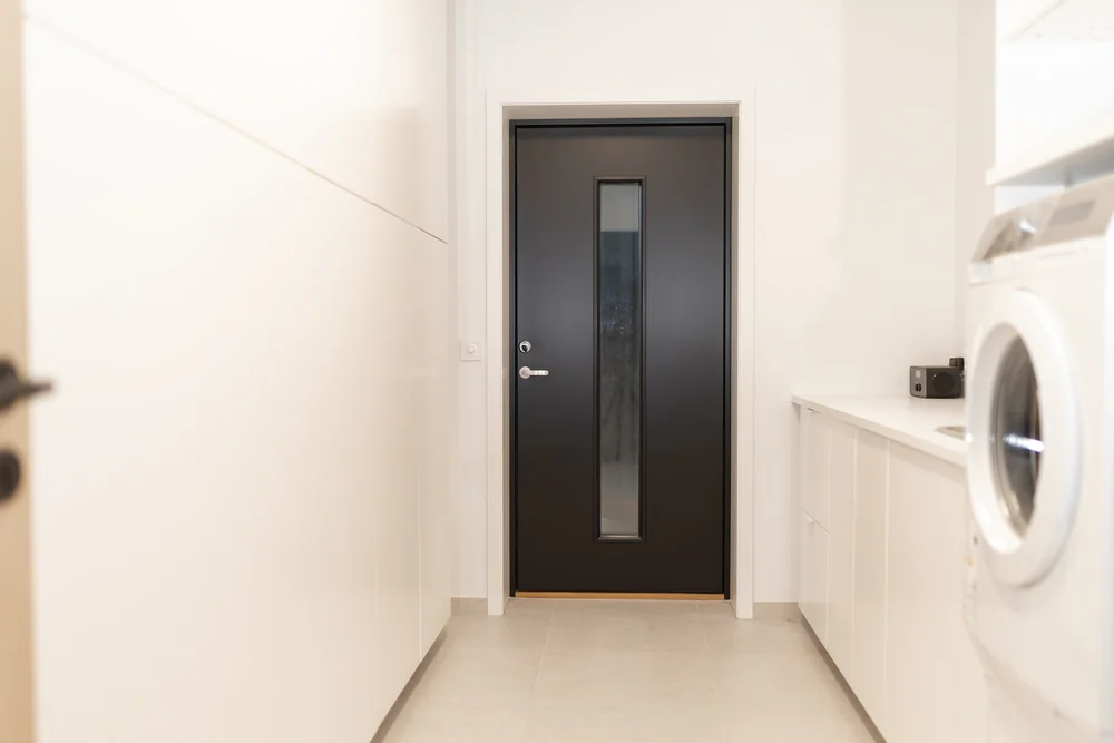 Ytterdør 100×200 Volda med glass mørk grå høyre v:4992021