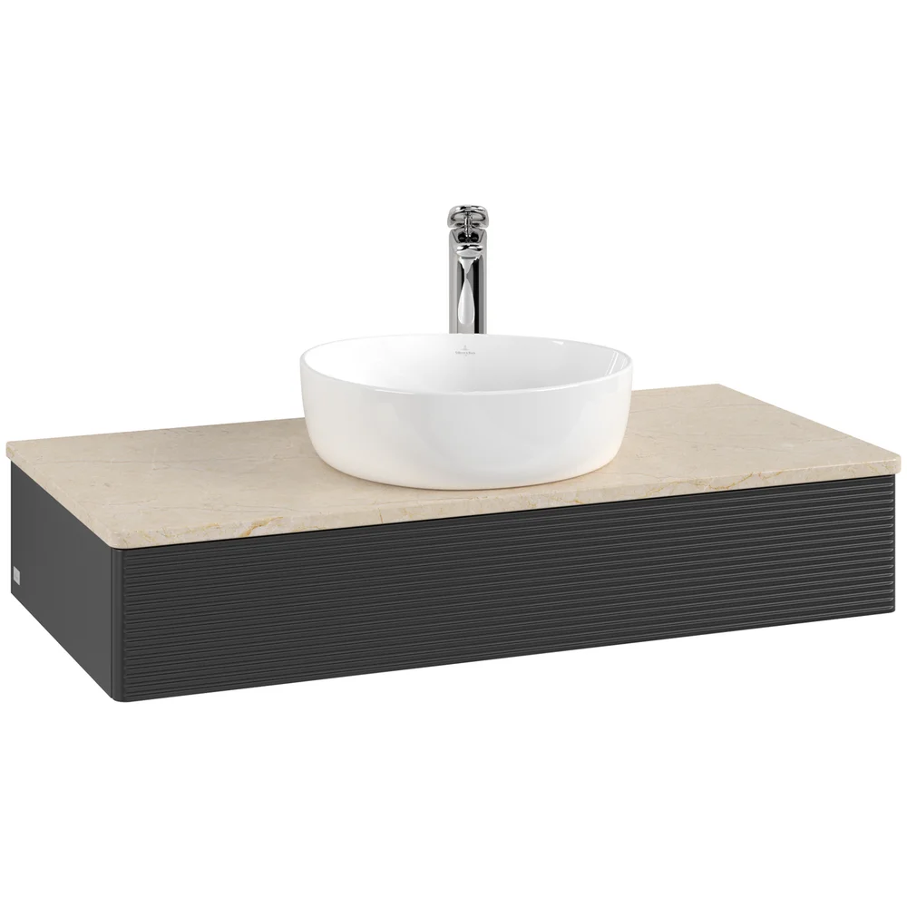 V&B ANTAO SERVANTSKAP 1 SKUFF RILLET 1000X190X500 M/KRANHULL MATT SORT/CRÉME v:2190331