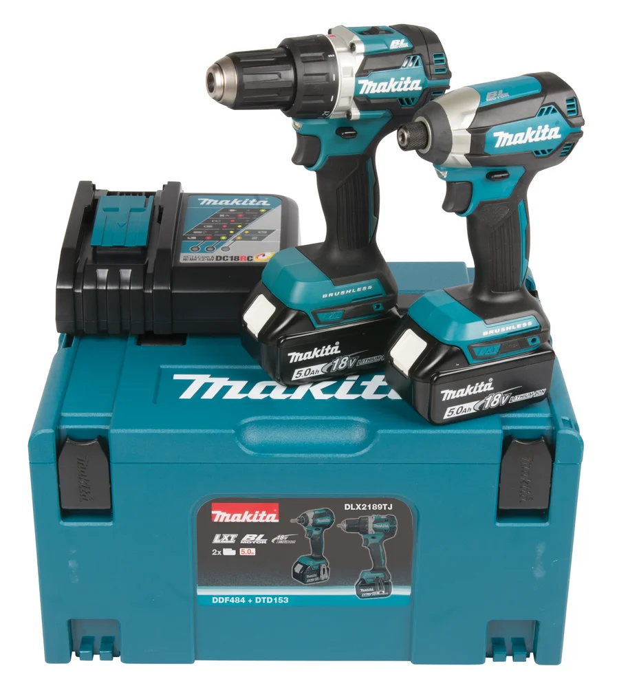 Makita DLX2189TJ batterimaskinsett 18 V med børsteløs ytelse, 2 batterier og Makpac-koffert v:8974875 Makita DLX2189TJ batterimaskinsett 18 V med børsteløs ytelse, 2 batterier og Makpac-koffert v:8974875