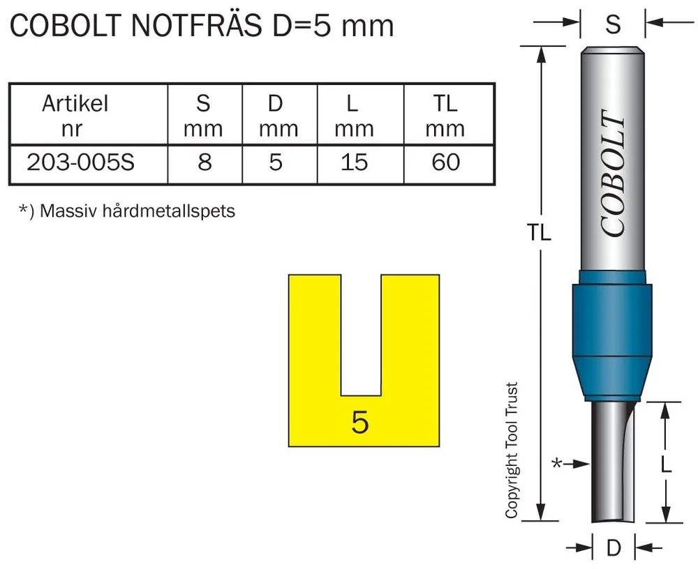 Cobolt HM-notfres 5 mm, borende og massiv v:3995054